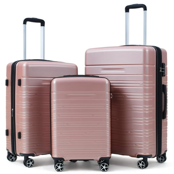Huisuilinss 3 Piece Hardshell Luggage Sets,Expandable Spinner Wheel Suitcaseswith TSA Locks, Lightweight Hardside Suitcase Set with Double Spinner Wheels, 20''/24''/28''