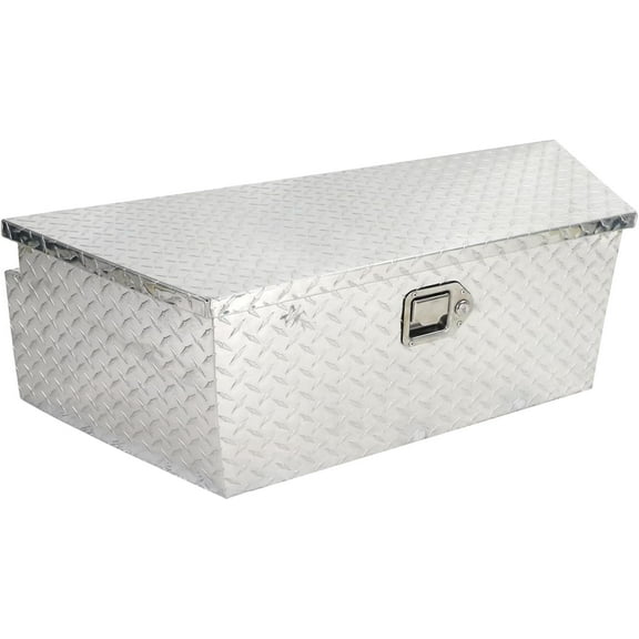 Huisuilinss 39 Inch Trailer Tongue Box,Aluminum Tool Box for Storage Toolbox, Aluminum Diamond Plate Trailer Tongue Box with Lock,Waterproof Trailer Tool Box for Pick Up Truck Bed,RV Trailer