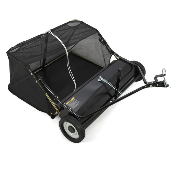 Huisuilinss 42" Tow-Behind Lawn Sweeper, 25ft³ Hopper Bag Capacity; Leaf & Grass Cathcher With Dumping Rope Design,Lawn Leaf Sweeper with Adjustable Sweeping Height