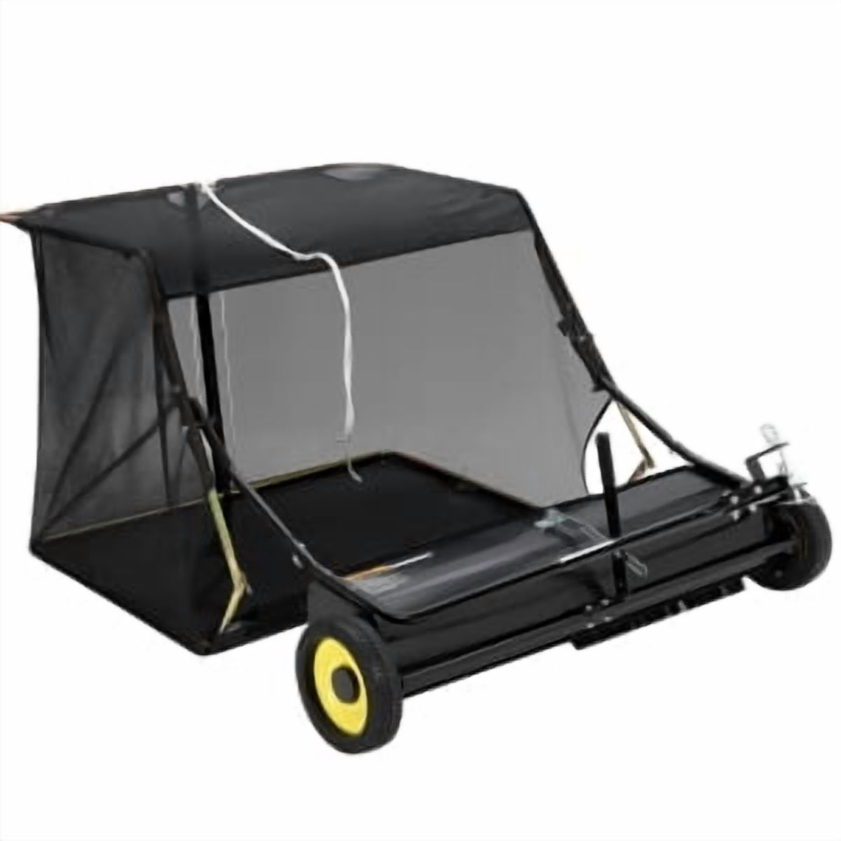 Huisuilinss 48"/50" Lawn Sweeper Tow Behind, Pull Behind Grass Catcher with Large Hopper, Heavy Duty Leaf Sweeper,Leaf & Grass Collector, Adjustable Brush Height Lever and Dumping Rope, Yard Sweeper