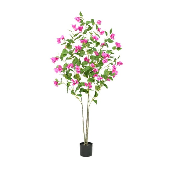 Huisuilinss 4FT Artificial Bougainvillea Trees,Fake Bougainvillea Flowers Plant with Pot, Outdoor Faux Azalea Blooming Trees For Home Office Decor