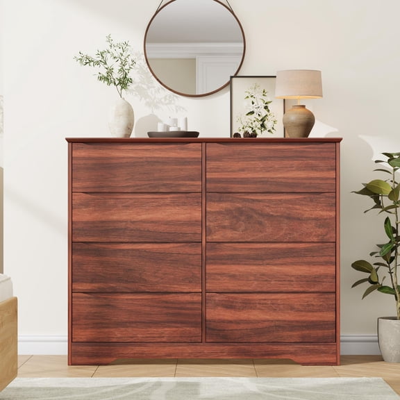 Huisuilinss 8 Drawer Dresser,Modern Chest Of Drawers With Deep Storage,Wide Top,Tall Wooden Dresser TV Stand,Long Storage Organizer For Bedroom Living Hallway Entryway Office