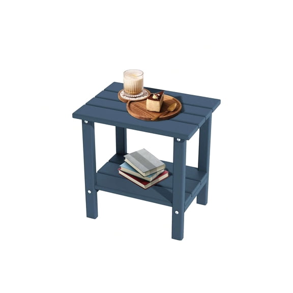Huisuilinss Adirondack Side Table,Square Outdoor Side Table,Plastic Weather Resistant 2-Tier Patio End Table For Patio Poolside Porch Deck Indoor Backyard,1PCS