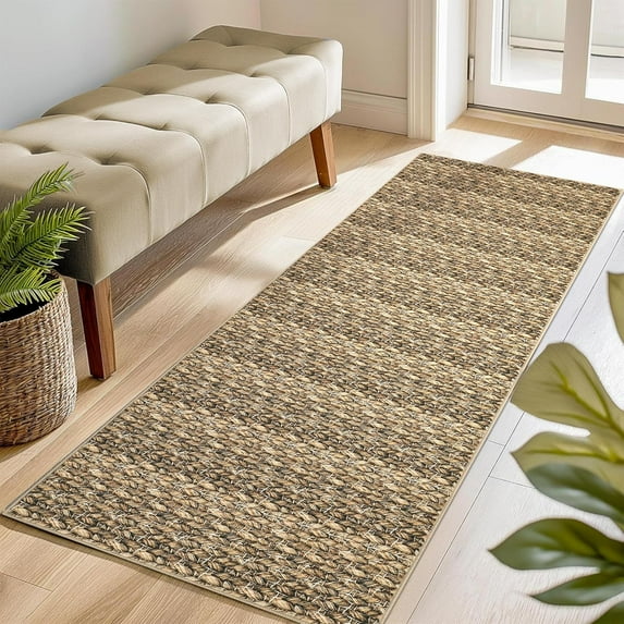 Huisuilinss Area Rugs Washable,Living Room Rug Braided Print Rug Accent Throw Carpet Farmhouse Rustic Rug Non Slip Neutral Area Rug Low Pile Farmhouse Carpet for Bedroom Home Decor Office