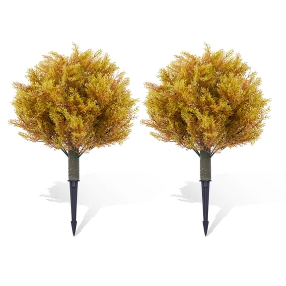 Huisuilinss Artificial Boxwood Topiary Ball Tree With Ground Spike,Set Of 2 Artificial Topiary Trees For Winter And Fall,Artificial Shrubs Fake Bushes For Front Porch Planters Outdoor Garden Decor