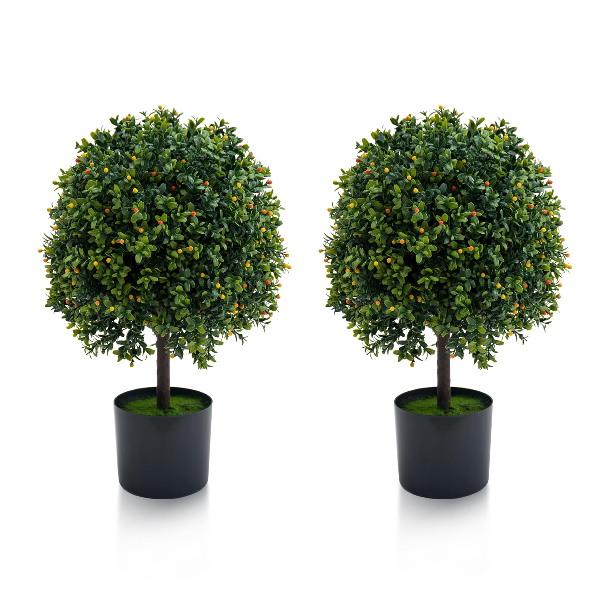 Huisuilinss Artificial Boxwood Topiary Ball Tree Set Of 2,Artificial ...
