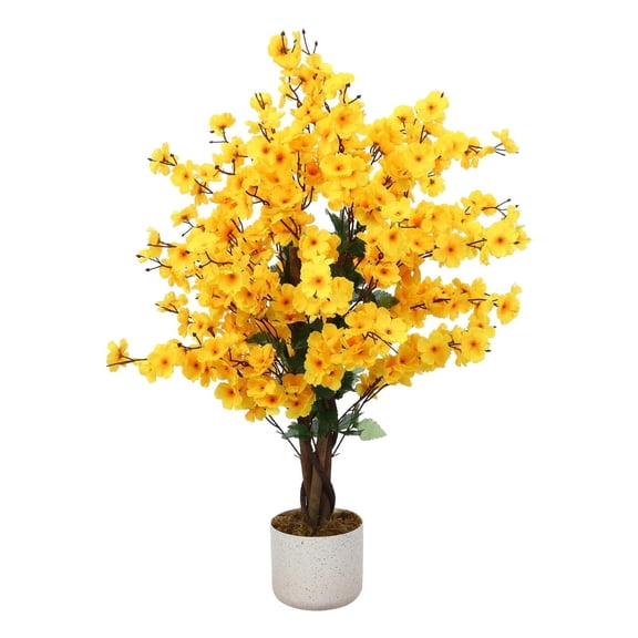 Huisuilinss Artificial Wintersweet Tree,Potted Fake Tree With Lifelike Plum Blossom,Faux Flower Tree,Faux Plant In Pot For Home Living Room Outdoor Office Decor