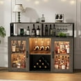 thumbnail image 1 of Huisuilinss Bar Cabinet with Power Outlets,Kitchen Buffet Sideboard with Led Lights and Glass Holder, Kithchen Bar with Glass Cabinet Doors,  Storage Buffet Cabinet Coffee Bar Cabinet, 1 of 6
