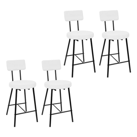 Huisuilinss Boucle Bar Stools Set Of 2/4,Counter Height Bar Stools With Back,Upholstered Bar Stool,Modern Counter Stools Tall BarStools With Metal Legs And Footrest For Cafe Pub Island Dining Room