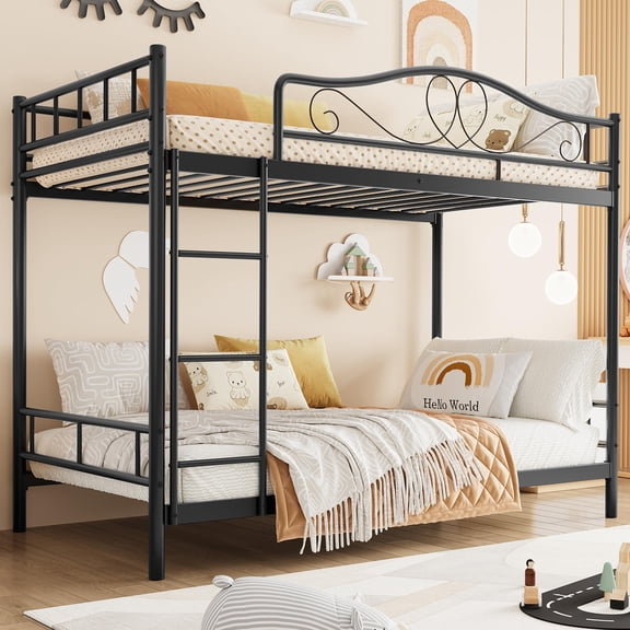 Huisuilinss Bunk Bed Twin Over Twin,Metal Twin Over Twin Bunk Bed With Ladder & Full Safety Guardrail,400 Lbs Load Capacity,Noise Free,No Box Spring Needed,Easy Assembly,Space Saving For BedroomDorm