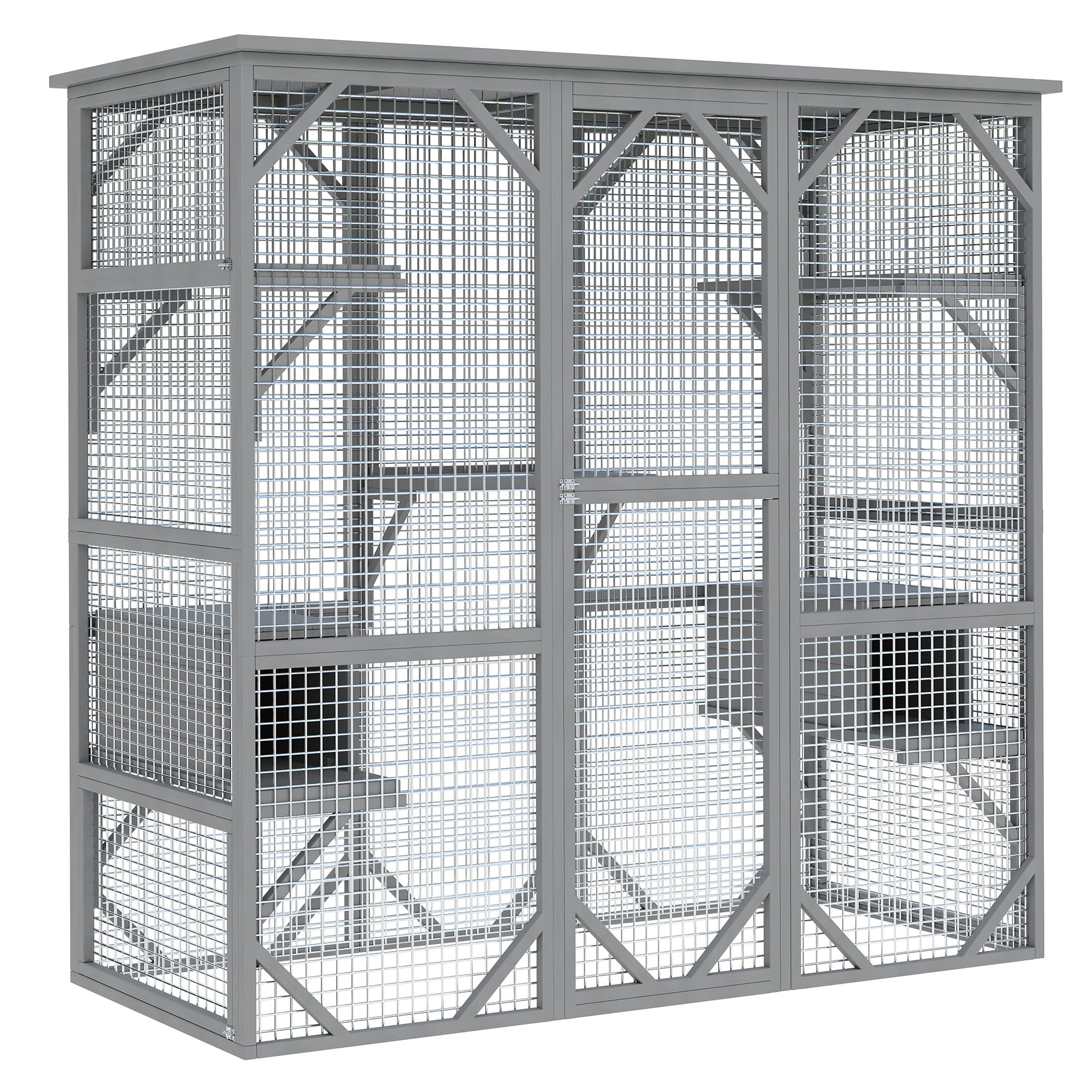 Huisuilinss Catio Outdoor Cat Enclosure,Large Wood Cat Cage With Window Access,Walk-in Cat House,Indoor Cat Playpen With Resting Box For Multiple Cats For Patio Backyard