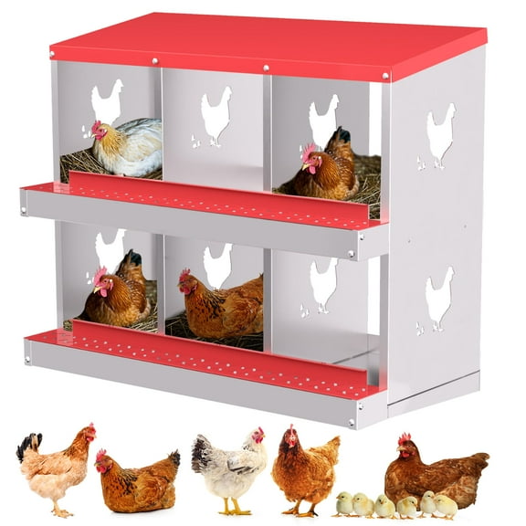 Huisuilinss Chicken Nesting Box,Metal Chicken Laying Boxes,6/8/10 Hole Chicken Nesting Boxes For Chicken Coop,Easy Egg Collection,Easy Cleaning For Hens