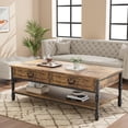 thumbnail image 1 of Huisuilinss Coffee Table with Drawers 41" Wooden Coffee Table with Storage Rectangular Cocktail Table Retro Living Room Table,2-Tier Wood Center Table for Living Room, Apartment, Bedroom, 1 of 6
