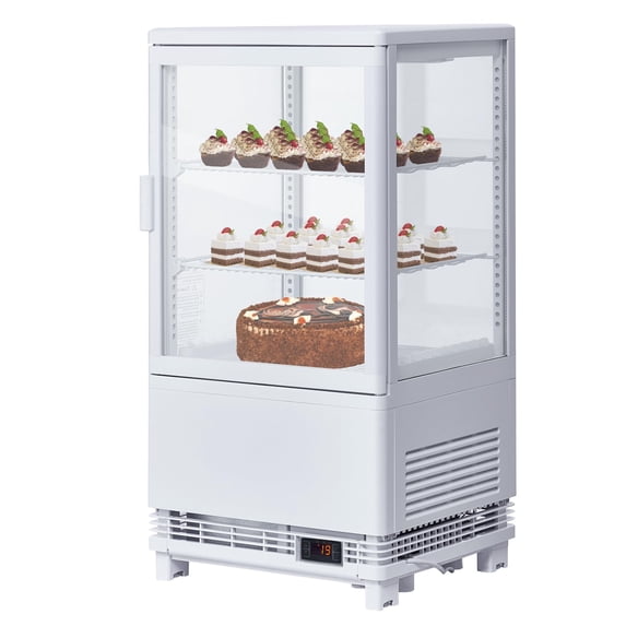 Huisuilinss Commercial Refrigerator, 2.1 Cu.Ft Fridge Display Case with Led Lighting, Air-Cooling, Rear Sliding Door, 3-Tier Countertop/Floor Refrigerator for Bakery,Restaurant