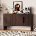 thumbnail image 1 of Huisuilinss Console Cabinet, 59'' Mid Century Modern Pantry Cabinet, Wood Buffet Cabinet With Adjustable Shelves, Media Cabinet with 4 Doors, Accent Cabinet for Entryway, Living Room, Bedroom, 1 of 9