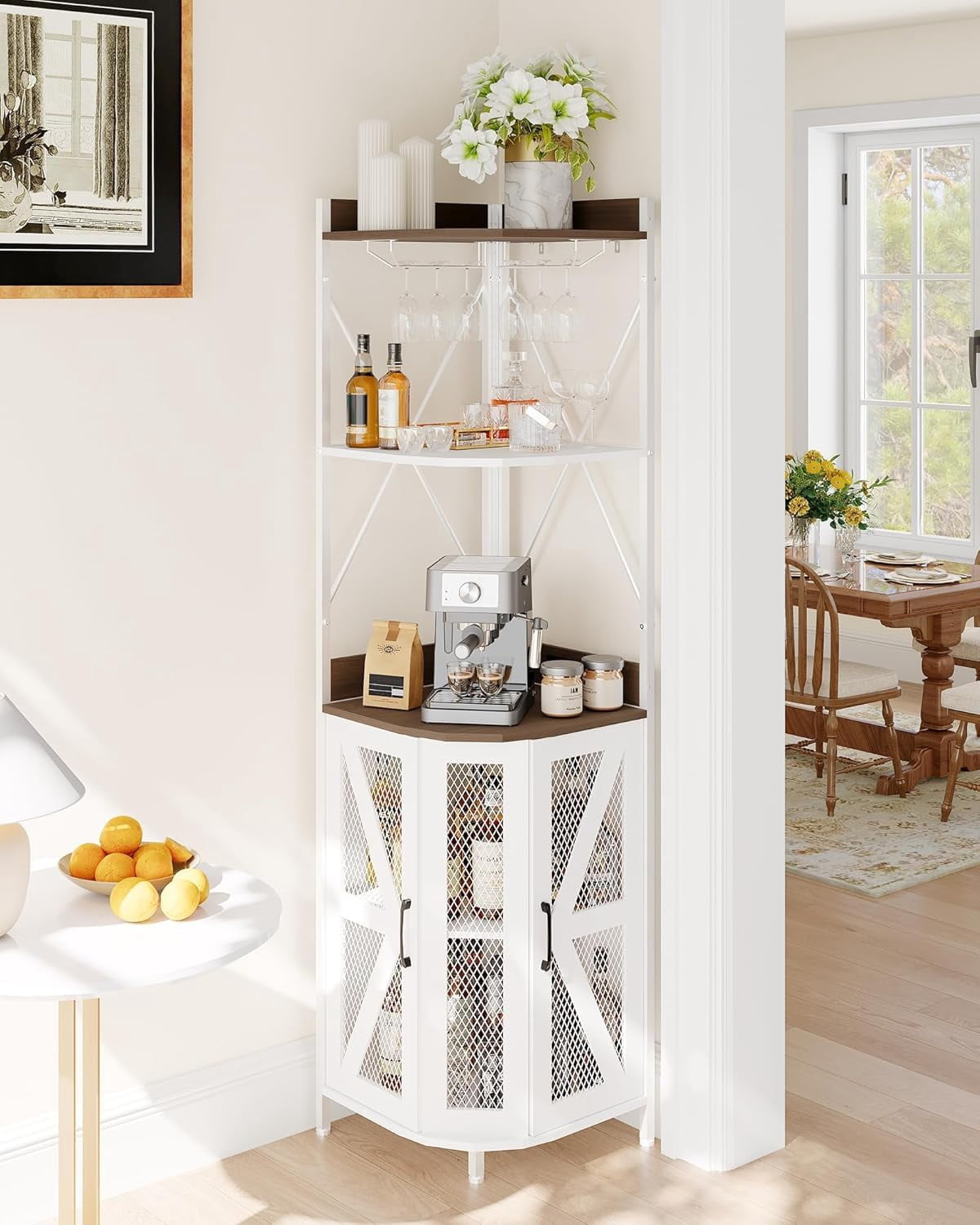 Huisuilinss Corner Bar Cabinet,Industrial Corner Wine Cabinet,5-Tiers ...
