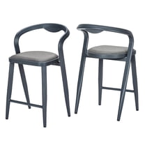 Huisuilinss Counter Height Bar Stools Set of 2, Upholstered Dining Chairs,Stylish Modern Counter Stools with Low Back For Indoor and Outdoor Use,Barstools for Patio Garden Bistro