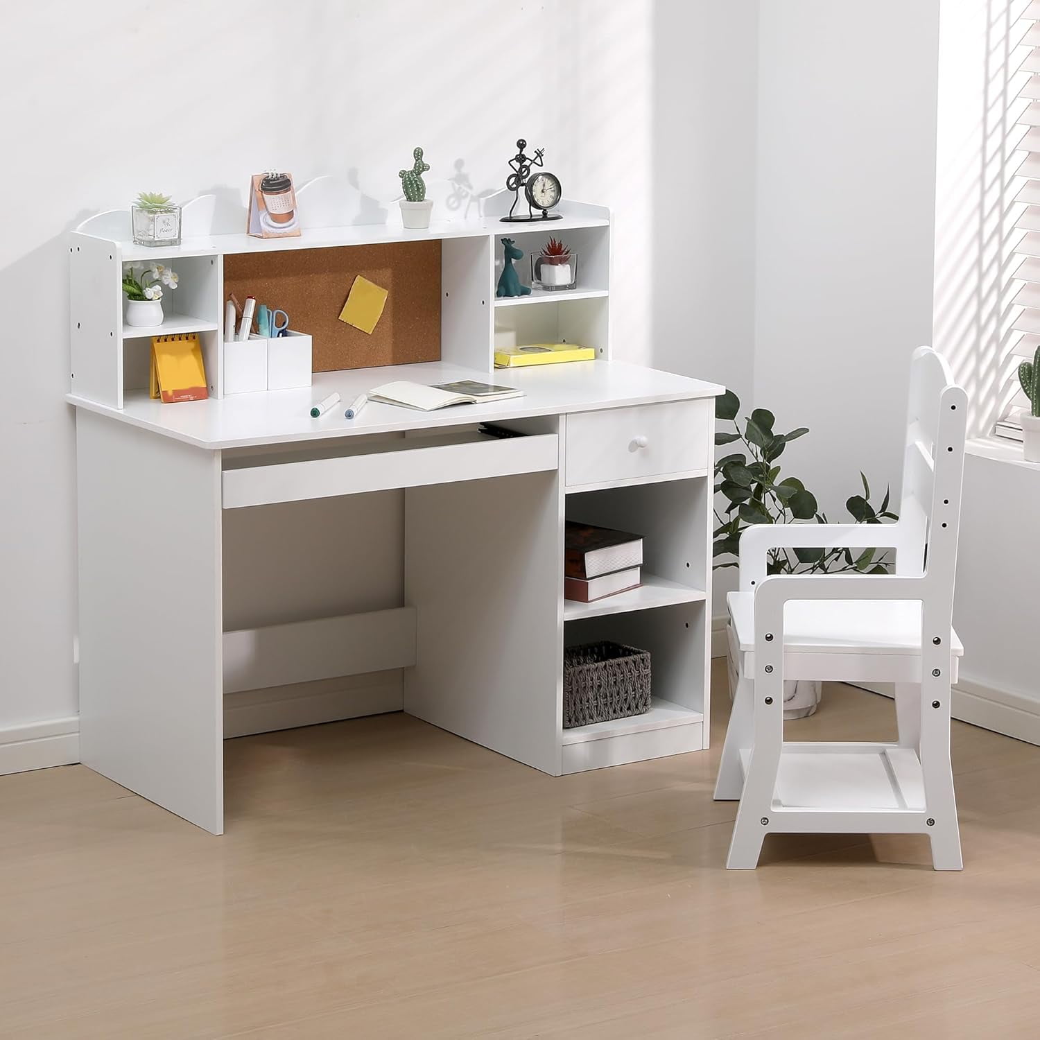 Huisuilinss Desk And Chair Set,Wood Study Table,Writing Table Computer ...