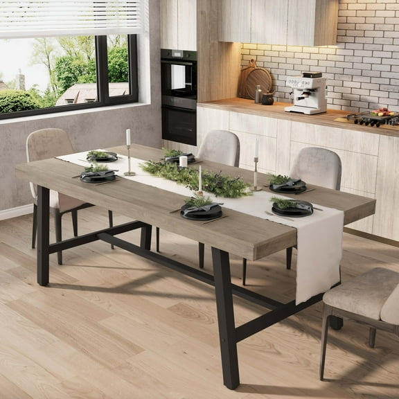 Huisuilinss Dining Table For 6~8 People,79" Wood Kitchen Table,Industrial Dinner Table,Long Rectangle Dining Table With Sturdy Metal Frame,Dining Room Table For Home Office Family(Only Table)
