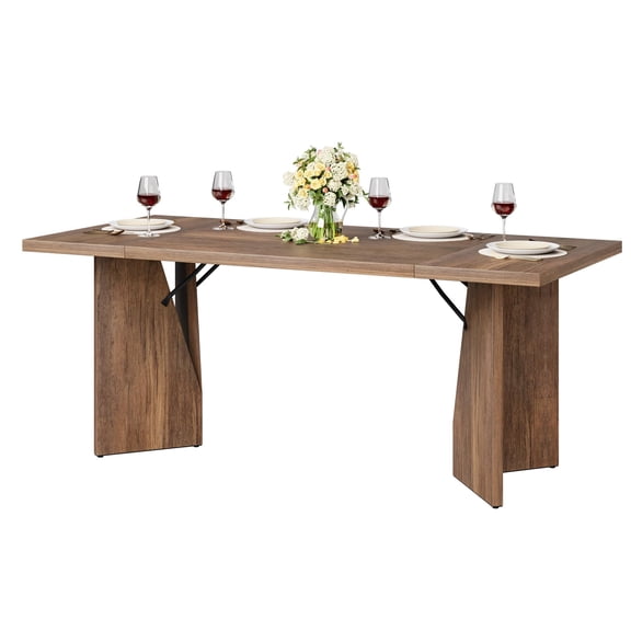 Huisuilinss Dining Table For 6 People,71" Rectangular Dining Table,Farmhouse Kitchen Table With Large Tabletop,Long Wood Rectangular Dinner Table With Legs For Office Dining Living Room,Table Only