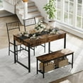 thumbnail image 1 of Huisuilinss Dining Table Set For 4,4-Piece Wood Kitchen Table And 2 Chairs With Bench,Space Saving Kitchen Table Set,Rectangular Breakfast Nook Set With Storage Rack & Drawers For Apartment, 1 of 6