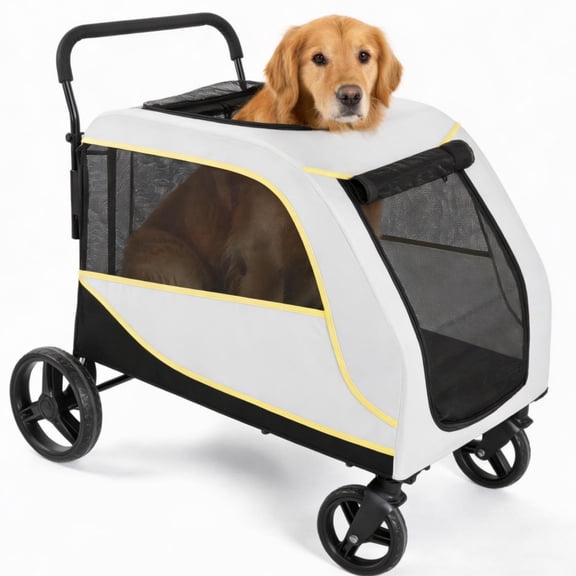 Huisuilinss Dog Stroller For Large Dog,Large Pet Stroller,Easy-Fold Dual Entry Dog Wagon Cart,All-Terrain With One-Foot Brake & Air Mesh Window,Holds Pets Up To 176 Lbs