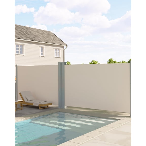 Huisuilinss Double Side Awning,Retractable Side Awning,Rainproof And UV-Proof Folding Privacy Screen Privacy Fence With 280g Polyester Fabric,Outdoor Privacy Awning For Deck Patio Pools,71"x236"