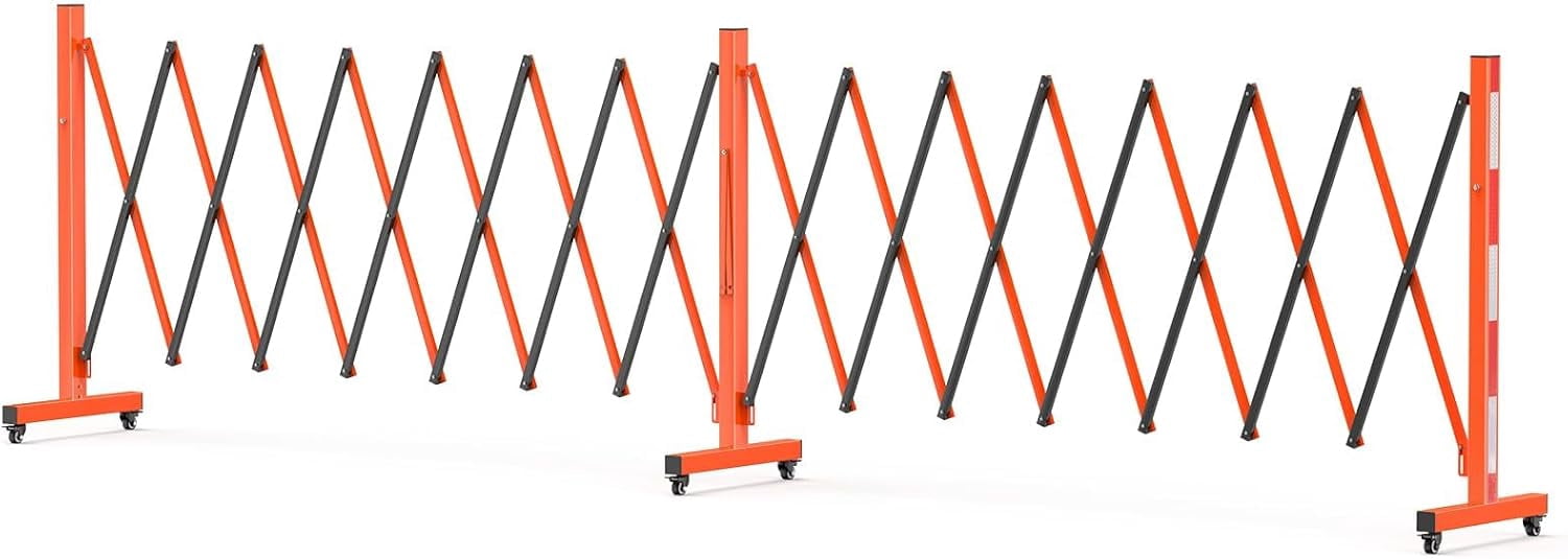 Huisuilinss Expandable Garden Fence Portable Barricade Gate with Casters,Adjustable Flexible Fence Mobile Barricade Safety Barrier Safety Barricade Movable Fence For Industrial or Residential Use