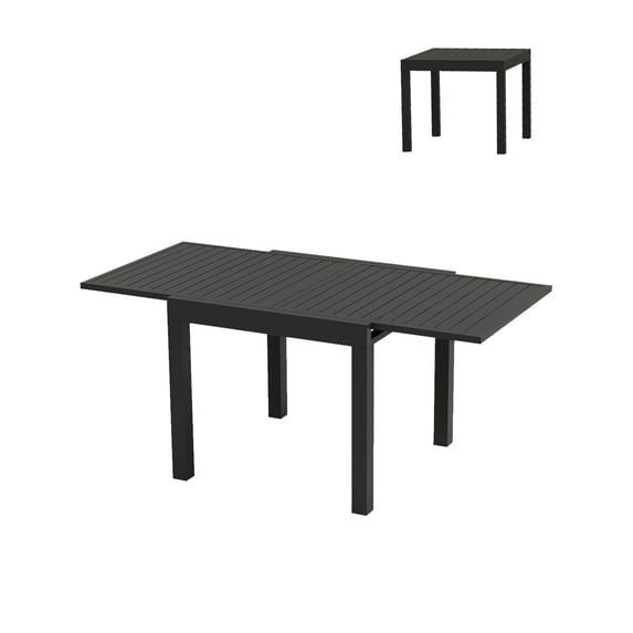 Huisuilinss Expandable Patio Dining Table For 4-6 Persons,Aluminum Slat Frame Expandable Patio Table,Metal Outdoor Table,Bistro Rectangular Table For Backyard Deck Porch,1PCS,Chairs Not Included