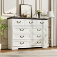 thumbnail image 1 of Huisuilinss Farmhouse 9 Drawer Dresser For Bedroom,Double Dresser Wide Chest Of Drawers With Natural Texture And Vintage Gold Floral Handles,Wood TV Stand Storage Organizer For Hallway Entryway, 1 of 8