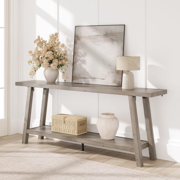 Huisuilinss Farmhouse Console Table,Long Entryway Table With Storage Shelf,Narrow Sofa Table Behind Couch,Wood Entry Table,Hallway Table For Living Room Foyer