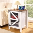 thumbnail image 1 of Huisuilinss Farmhouse Nightstand,18'' Rustic End Table with Barn Door, Wood Sofa Side Bedside Table with Charging Station,Night Stand Sofa Side Table for Living Room Bedrom, 1 of 6