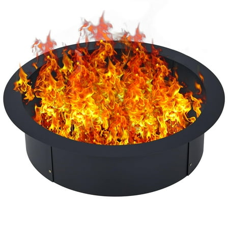 Huisuilinss Fire Pit Ring,Outdoor 2.5MM Steel Firepit Ring Large Bonfire Fire Pit Insert Round,Above In-Ground Fire Pit,Heavy Duty Matel Steel Campfire Ring for Garden,Yard,Patio,Camping