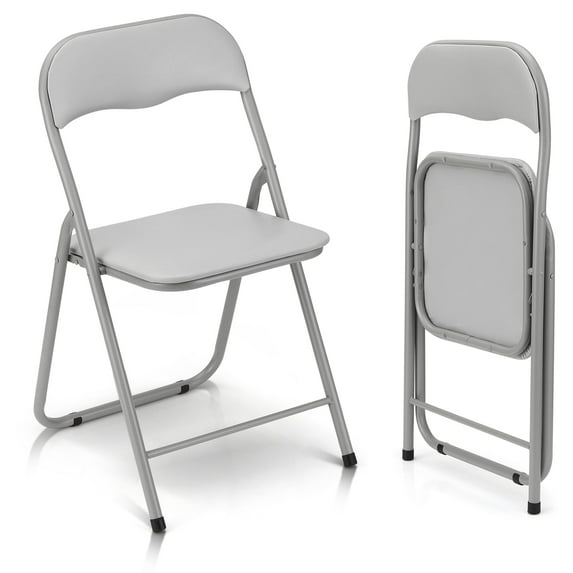 Huisuilinss Folding Chairs With Padded Cushion And Back,Stackable Foldable Chair With Non-Slip Feet Pads,Portable Metal Folding Chair For Home Office Indoor Outdoor Party Events,Table Not Included