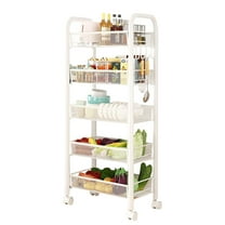 Huisuilinss Fruit Basket Kitchen Cart,5 Tier Vegetable Storage Rack, Large Capacity Rolling Kitchen Carts on Wheels for Snack Onion and Potato Storage