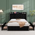 thumbnail image 1 of Huisuilinss Full Size Bed Frame With Charging Station,Upholstered Queen Bed Frame With 4 Storage Drawers And Wingback Storage Headboard,Diamond Stitched Button Tufted Design,No Box Spring Needed, 1 of 9