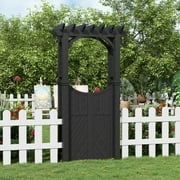 Huisuilinss Garden Arbor With Gate,Outdoor Garden Arch,Wood Garden Trellis,Wedding Arch For Climbing Planting Plant Stand,Lawn,Yard,Garden Decor