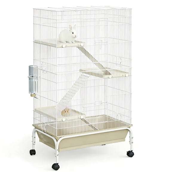 Huisuilinss Guinea Pig Cage,Metal Small Animal Cages On Wheels,4-Tier Chinchilla Cage,Rolling Ferret Cage,Large Critter Nation Cage With Water Bottle,Bowl,Tray For Chinchillas,Rabbit,Rat,SugarGlider