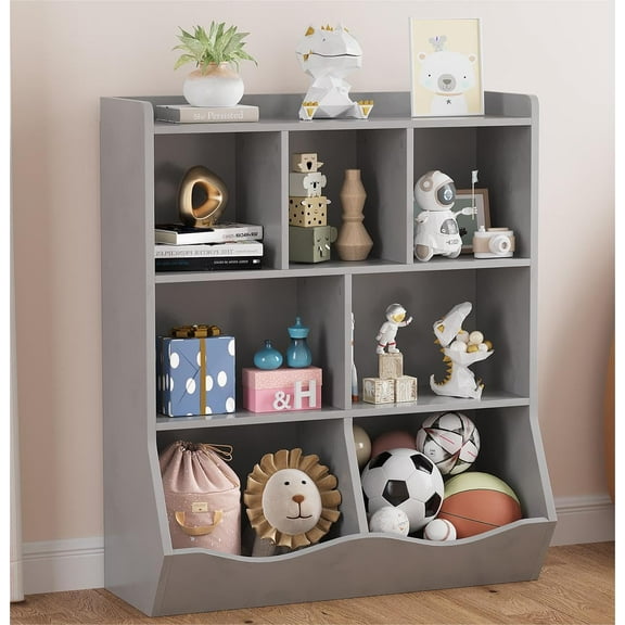 Huisuilinss Kids Bookshelf And Toy Storage Organizer,3 Tier Kids Bookcase,Wood Kids Book Shelf With Cubby Organizer For Bedroom Playroom Classrooms