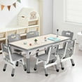 thumbnail image 1 of Huisuilinss Kids Table And Chair Set,Table And 6 Chair Set,Height Adjustable Desk With 6 Seats,Arts & Crafts Table With Graffiti Desktop,Non-Slip Leg,Children Activity Table For Daycare Home,Ages 2-10, 1 of 7