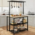 thumbnail image 1 of Huisuilinss Kitchen Island Table,Microwave Stand Oven Shelf,Metal Coffee Bar Table,Bakers Rack With 3 Tier Storage And 5 Hooks,Kitchen Storage For Spices Pots Pans,Stool Not Included, 1 of 7