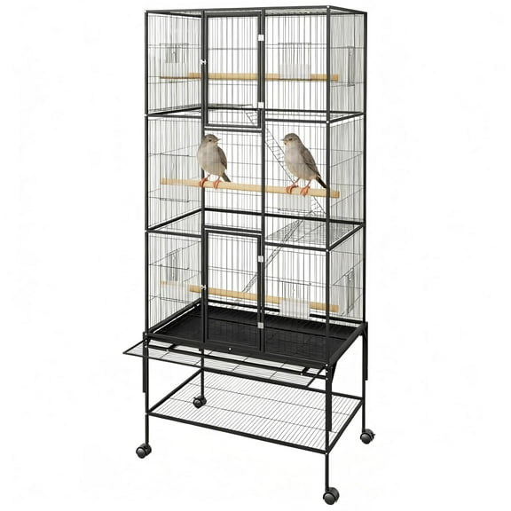 Huisuilinss Large Bird Cage,69" Parrot Cage,Rolling Metal Bird Cage With Detachable Storage Stand For Mid-Sized Parrots Cockatiels Canaries Lovebirds Conures Finch
