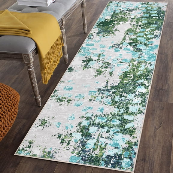 Huisuilinss Large Machine Washable Area Rug, Anti-Slip Accent Abstract Watercolor Design Ultra-Thin Carpet Throw Rug,Low Pile Office Distressed Accent Throw Rug for Bedroom Living Room