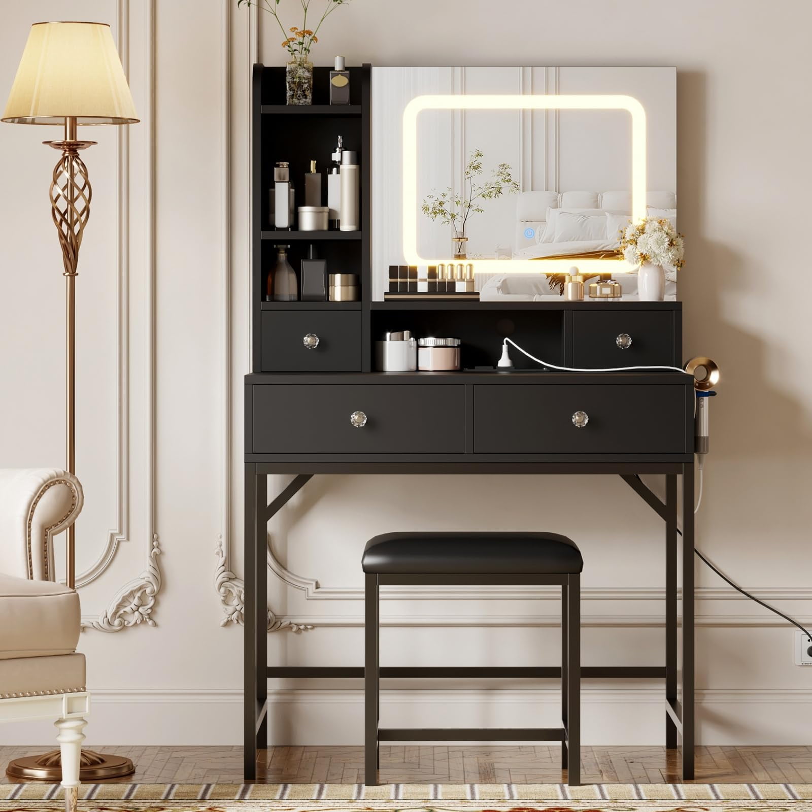 Huisuilinss Makeup Vanity Desk With Mirror,Dressing Table With Lights — free download