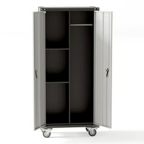 Huisuilinss Metal Storage Cabinet With Wheels,Garage Storage Cabinet,Metal Cabinet With Lock Doors,2 Adjustable Shelves,4 Adjustable Feet,Tall Locker Organizer For Home Office Shop Gym Department