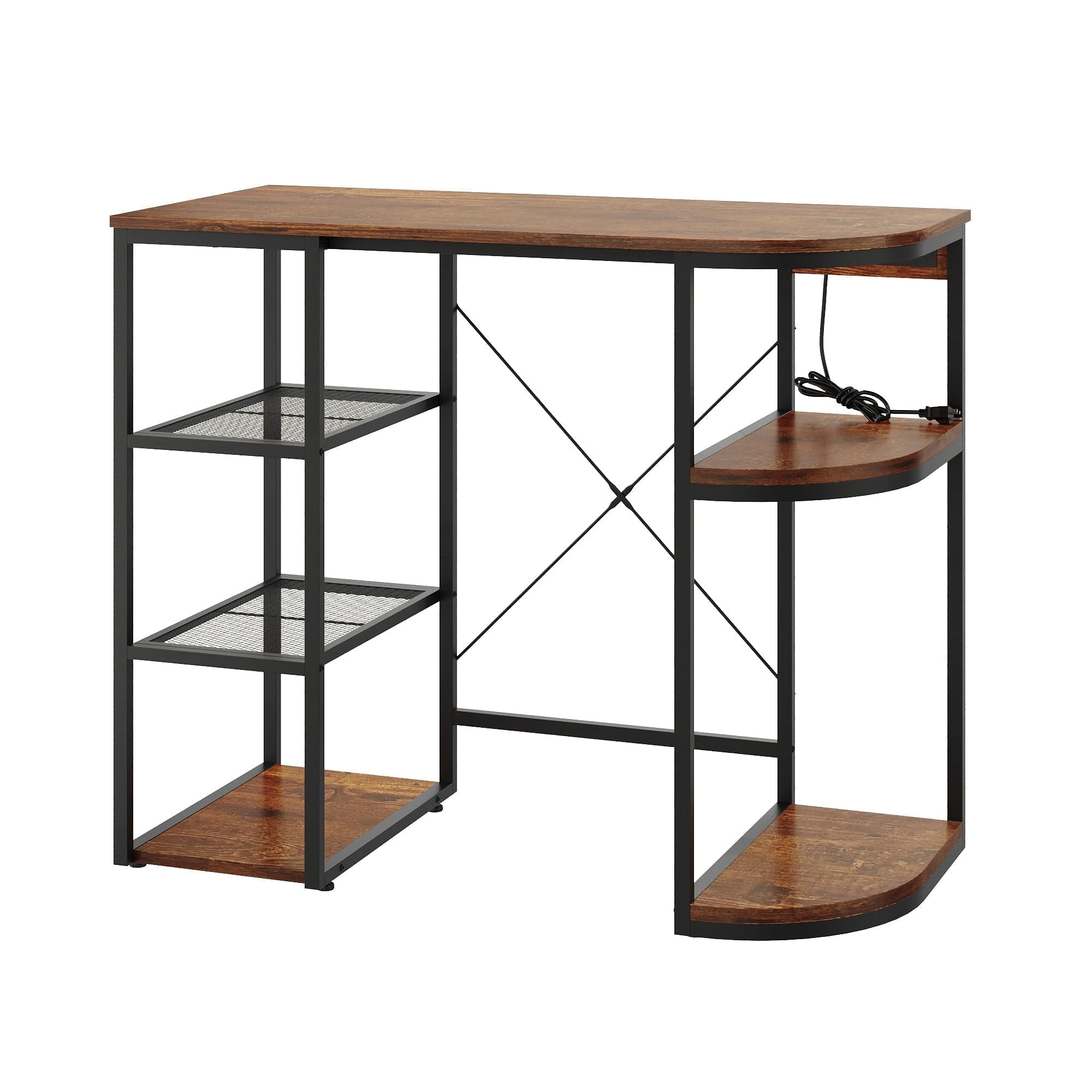 Huisuilinss Mini Fridge Stand With Storage,Kitchen Bakers Rack,6-Tier Coffee Bar Cabinet & Microwave Stand,Mini Fridge Cabinet With 4 Power Outlet And Air Switch For Dorm Office Apartment