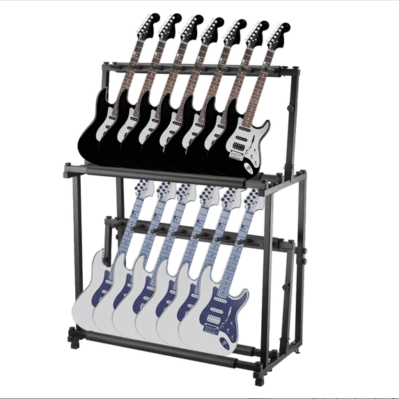 Sytorage Rack Layout Huisuilinss Multi Guitar Stand,2 Tier Standing Floor Guitar Rack,14 ...