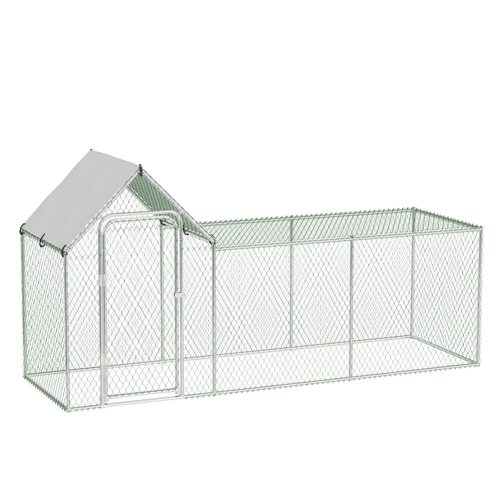 Huisuilinss Outdoor Metal Chicken Coop Run for 6-10 Chickens, Walk-in Chicken Runs Duck Cage Hen House with Waterproof Cover for Rabbits Duck Outdoor,10' W x 3.3' D x 5' H