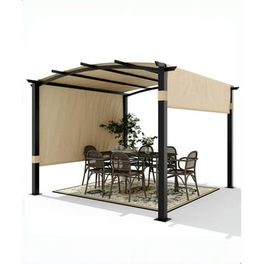 Huisuilinss Outdoor Pergola,Arched Pergola,Aluminum Pergola With Retractable Canopy,Arched Patio Pergola,Metal Pergola Shade Shelter For Backyard Lawn Patios Gardens Grill Gazebo