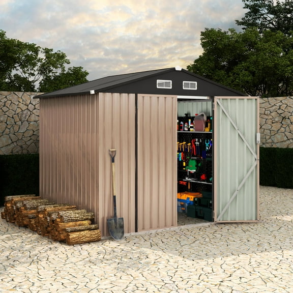 Huisuilinss Outdoor Storage Shed,6*8FT Metal Garden Shed,Garden Tool Shed,Bike Shed,Utility Shed With Air Vent For Backyard Patio Poolside Lawn